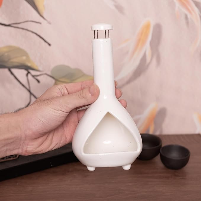 MOUGIGI Handmade Mini Chiminea Palo Santo Holder - Ceramic Incense Burner for Cone & Stick, Ideal for Meditation, Energy Cleansing, Aromatherapy and Ideal Gift for Home Decor