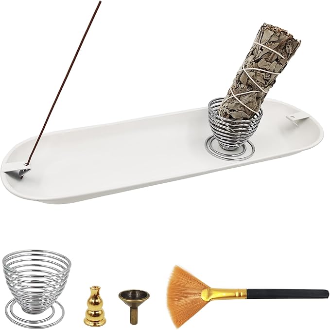 SLKIJDHFB Incense Stick Holder Palo Santo Holder, Sage Holder, Handmade Incense Burner Home Decor for Meditation Yoga White