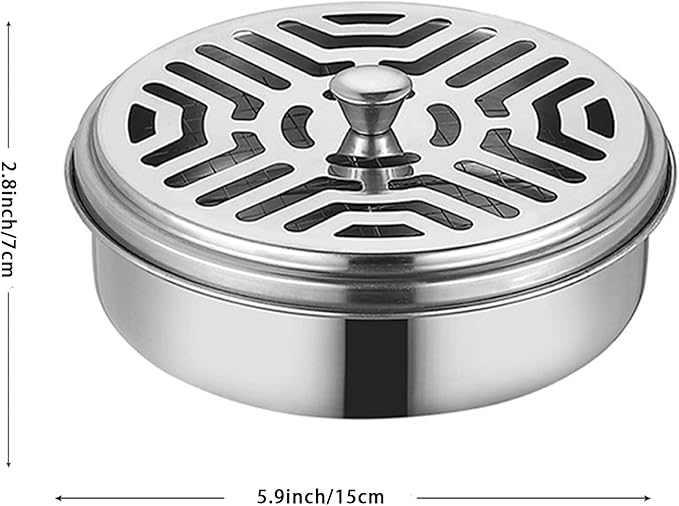 2 Portable Mosquito Coil Holder, Mosquito Incense Box Sandalwood Holder with Handle, Fireproof Incense Burner for Home Office Camping (Silver) (Silver)