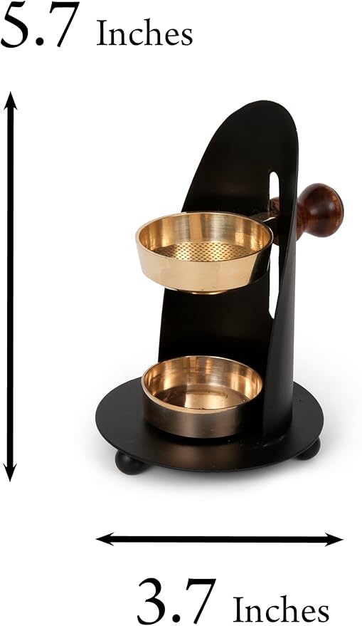 Incense Burner, Black and Gold Incense Holder - Tea Light Candle or Charcoal Resin Heated. for Home Decor, Beautiful Adjustable Design, Spiritual Gifts, Offering Calming Atmosphere
