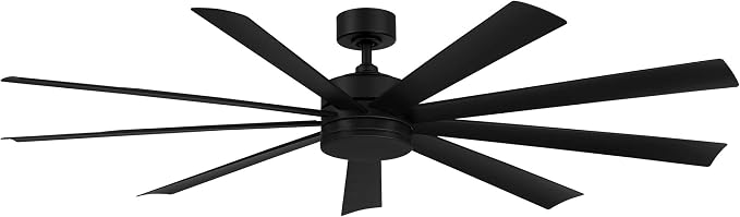 Wynd XL Smart Indoor and Outdoor 9-Blade Ceiling Fan 72in Matte Black with 3500K LED Light Kit and Remote Control worksworks with Alexa and iOS or Android App
