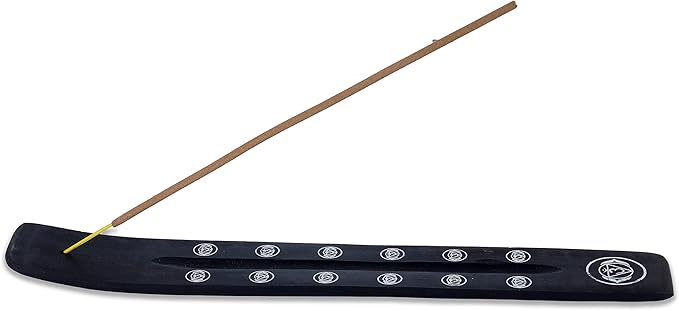 Bless-International Traditional-Handmade-Burner Wooden-Incense-Stick-Holder Ash-Catcher-Stand for-Aromatherapy-Meditation-Yoga (Black Strength) 10 Inches, Pack of 1
