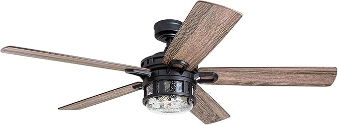 Honeywell Bonterra 52 Inch Ceiling Fan with LED Light and Remote Control, 5 Blades, Modern Fan for Rooms Over 400 Sq Ft, Matte Black