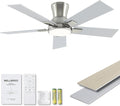 42 Inch Ceiling Fans with Lights and Remote, Brushed Nickel Flush Mount Low Profile Ceiling Fan for Bedroom, Patio, Reversible DC Motor, 6-Speed Quiet LED Dimmable, ETL Listed