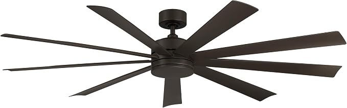 Wynd XL Smart Indoor and Outdoor 9-Blade Ceiling Fan 72in Bronze with 2700K LED Light Kit and Remote Control worksworks with Alexa and iOS or Android App