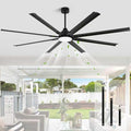 84 Inch Industrial Ceiling Fans with Light，Large Ceiling Fan with 8 Reversible Aluminum Blades, 3CCT, 6-Speed Remote Control, Home or Commercial Ceiling Fan for Porch/Garage/Shop