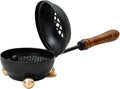 Premium Handmade Black Iron Incense Burner with Wooden Handle and Lid – Removable Screen, 3.15 Inch Diameter, 8.66 Inch Length