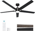 60 Inch Black Ceiling Fan with Light and Remote Control,Dimmable 3 Color Temperatures LED Ceiling Fan,6 Speeds Reversible DC Motor,5 Blades Modern Ceiling Fans for Indoor or Covered Outdoor