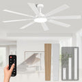 72 Inch Ceiling Fans with Lights and Remote, Dual Color 8 Blades, Bedroom Living Room Office Library Cafe Outdoor Industrial, 3CCT Dimmable, 6 Speed Reversible Quiet DC Motor, White/Wood Grain