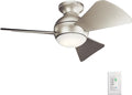 Kichler Sola 34" LED Indoor Outdoor Ceiling Fan in Brushed Nickel, 3-Blade, 3000K, (34" W x 11" H), 330150NI