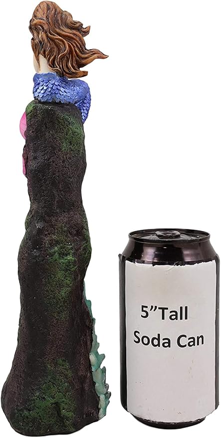 Ebros Gift Beautiful Ocean Mermaid Ariel Sitting On A Purple Quartz Crystal Quarry Coral Reef Pillar Tower Incense Burner Sculpture Nautical Mermaids Fantasy Figurine