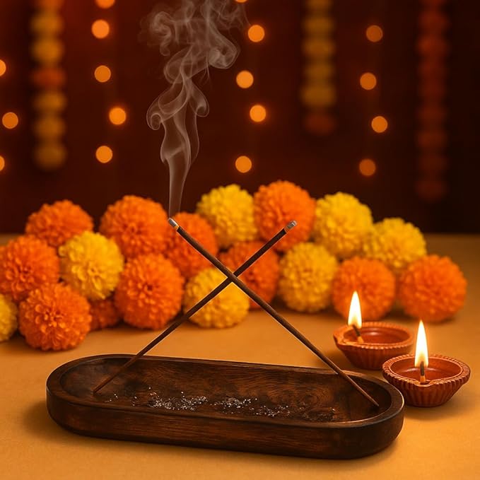 Pure Source India Natural Wood Incense Holder and Ash Catcher (11 X 4 Inch)