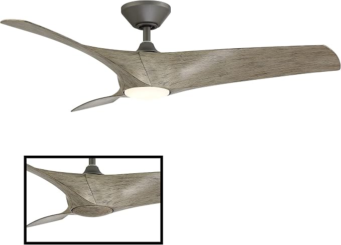 Modern Forms FR-W2006-62L27GHWW Zephyr Indoor or Outdoor Smart Home Ceiling Fan with Remote Control, 62in Blade Span, Graphite Weathered Wood