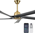 60" Black and Gold Ceiling Fan No Lights, Remote and APP Control, 6-speed Reversible, Quiet DC Motor, Wood Ceiling Fans for Bedroom, Living Room, Office, Outdoor Patio
