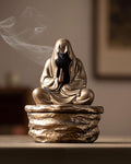 Ceramic Incense Burner for Cone & Coil – Faceless Buddha Statue for Protection, Evil Spirit Cleansing & Zen Meditation, Home Decor to Ward Off Negativity