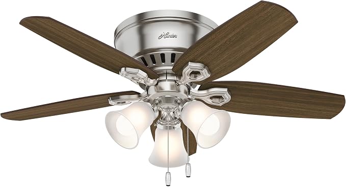 Hunter Builder, Indoor, Ceiling Fan, Pull Chain, 42 inch, Brushed Nickel