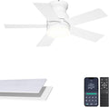 32'' White Low Profile Ceiling Fan with Light for Nursery Room | Quiet DC Motor, Flush Mount, 3CCT Dimmable, Modern Small Room Ceiling Fan with App/Remote Control