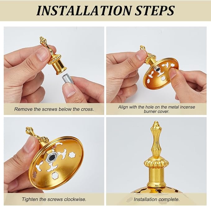 Church Incense Burner with Tong Charcoal, Polished Brass Censer Holder for Church Meditation Yoga and Home Decor