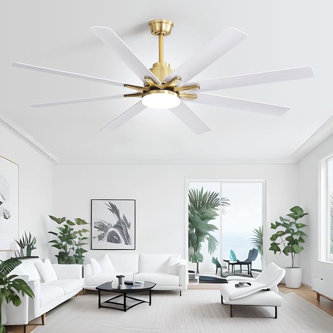 Sofucor 66 Inch Smart Ceiling Fans with Lights, Indoor/Outdoor Ceiling Fan with Light and Remote, Work with Alexa/Google, Reversible DC Motor, White Ceiling Fan Light for Living Room Bedroom Patio