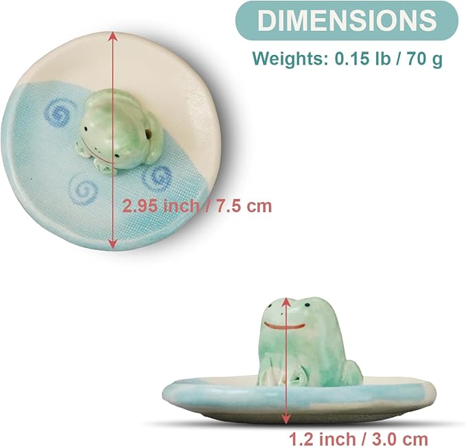 Charming Animal Series Ceramic Incense Holder, Japanese Pottery, Perfect for Relaxation and Concentration, Made in Japan (Frog)