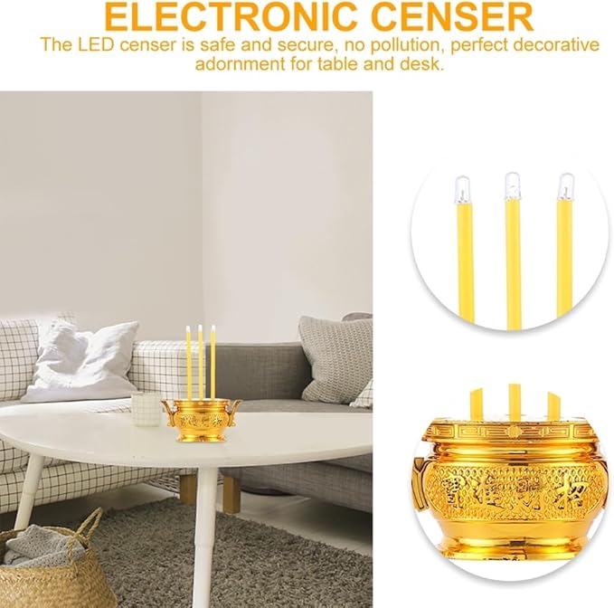 Zerodeko Led Electronic Incense Burner 5.51In Flameless Buddha Censer for Home D Cor and Meditation with Decorative Led Lighting