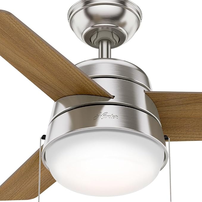 Hunter Aker, Indoor, Ceiling Fan, Modern, Small, 36 inch, Brushed Nickel