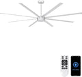 Ohniyou 96'' Industrial Ceiling Fan No Light - High CFM Large Metal Fan with 8 Aluminum Blades, Remote/APP Controlled, DC Motor, for Shop, Warehouse, Gym, Silver | 8 Aluminum Blades, Remote/App Control, Quiet DC Motor for Shops, Warehouses and Gyms, Si...
