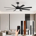 60 Inch Ceiling Fans with Lights and Remote, Dual Color 6 Blades, Bedroom Living Room Office Library Cafe Outdoor Industrial, 3CCT Dimmable, 6 Speed Reversible Quiet DC Motor, Black/Wood Grain