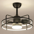 SHIHOT 20" Caged Ceiling Fans with Lights - Bladeless Black Ceiling Fans with Remote, Reversible and Dimmable,Industrial Ceiling Fans with 6-Speed for Bedroom Kitchen