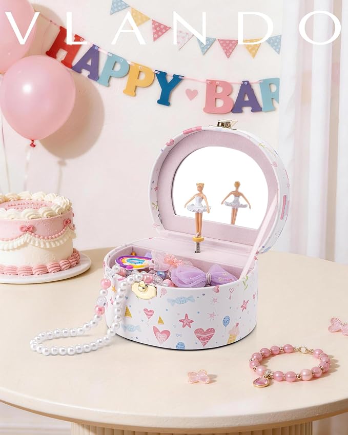 VLANDO Bithday Gift for Girl - Musical Jewelry Box for Girls, Small Kid Music Box with Ballerina for Party Bedroom Decor, Gifts for Girls Kids - Fantasy