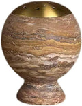 Natural Marble Incense Burner 4.2” Multi-Purpose Holder with Brass Accents, for Cones/Coils/Sticks, Home Decor & Relaxation (Light Brown)