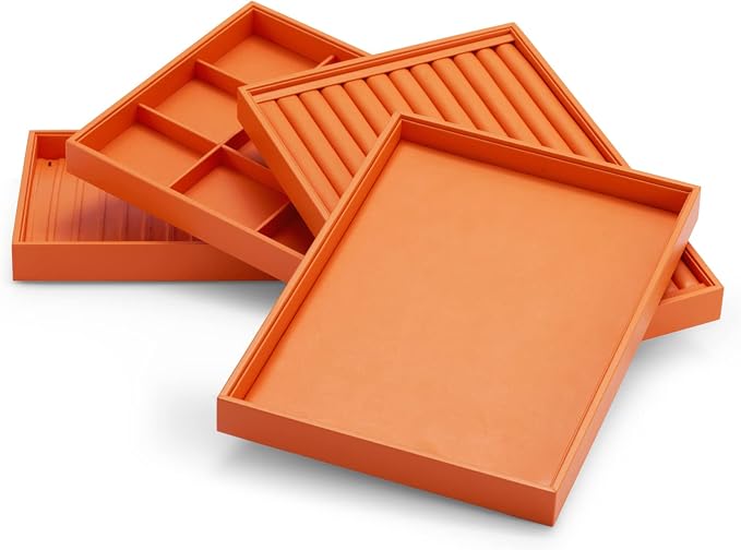 Oirlv Orange Leather Ring Display Tray