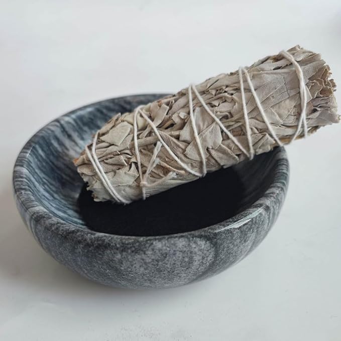 Natural Stone Incense Holder 9 Hole Design Ash Catcher Tray for Incense, Palo Santo, White Sage | Durable Marble Home Decor for Zen, Aromatherapy (Gray)