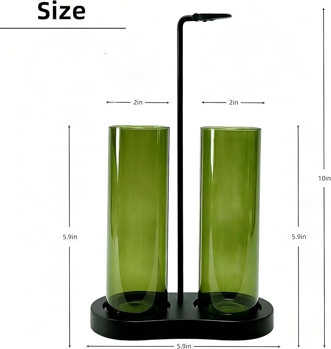 Green Glass Incense Holder, Incense Sticks Holder Burner with Storage,Hang Upside Down Incense Holder for Sticks with Glass Ash Catcher for Meditation Yoga Spa Room Decor (Green)
