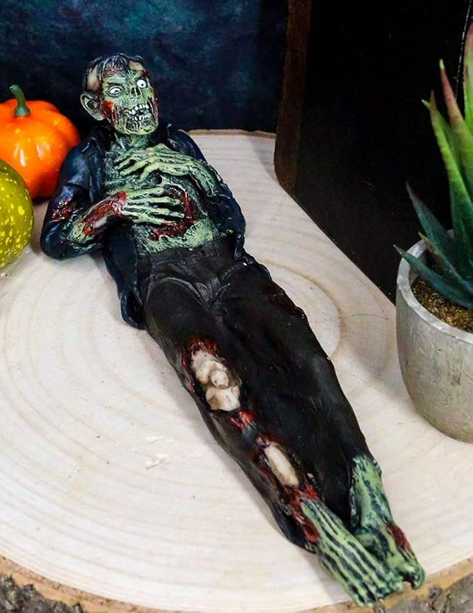 Ebros Gift Zombie Apocalypse Walking Death Undead with Impaled Ripped Chest Incense Stick Burner Holder Figurine 9.5" Long Ossuary Macabre Underworld Themed Aromatherapy Accent Sculpture