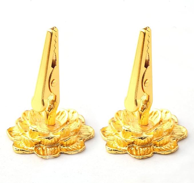 2pcs Lotus-Shaped Incense Holder Clips with Nelumbo Nucifera - Designed Base. These Clips can be Used for Both Incense Sticks (Standing Clamp) and Incense Coils (Spiral Burner)