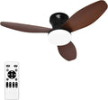 Small Ceiling Fan with Light and Remote, 32'' Flush Mount, 6 Speeds | Reversible Quiet DC Motor,Modern,3 Blades,Dimmable LED,Adjustable Color Temperature,Timer for bedroom Kitchen indoor outdoor