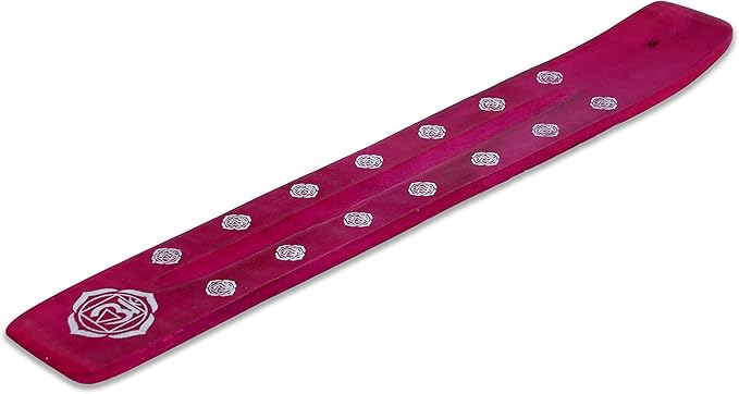 Bless-International Traditional-Handmade-Burner Wooden-Incense-Stick-Holder Ash-Catcher-Stand for-Aromatherapy-Meditation-Yoga (Heart Pink) 10 Inches, Pack of 1