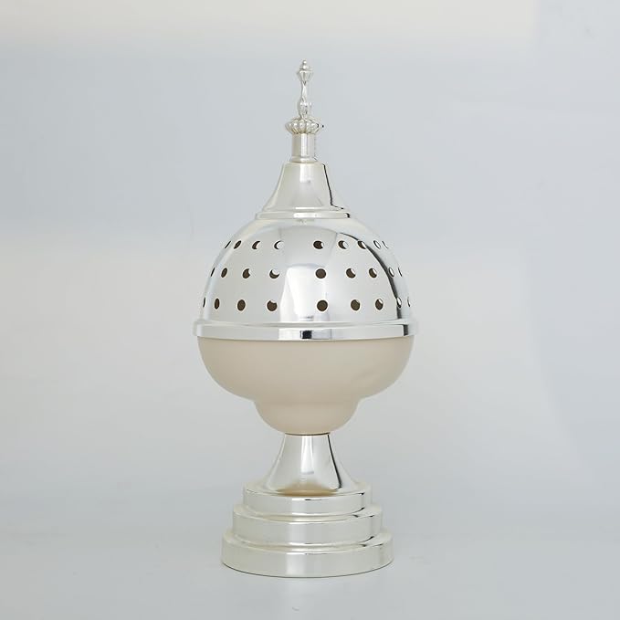 Incense Burner Frankincense Charcoal Incense Round Stand Metal Vintage Aroma Lamp Incense Holder Iron Home Scented Tabletop Christian Church Censer Decorative（White）