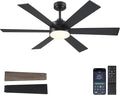 BayDay Farmhouse Rustic Ceiling Fans with Lights and Remote, Bedroom Living Room Kitchen Fans Ceiling with Light Chandier (Black, 52 inch)