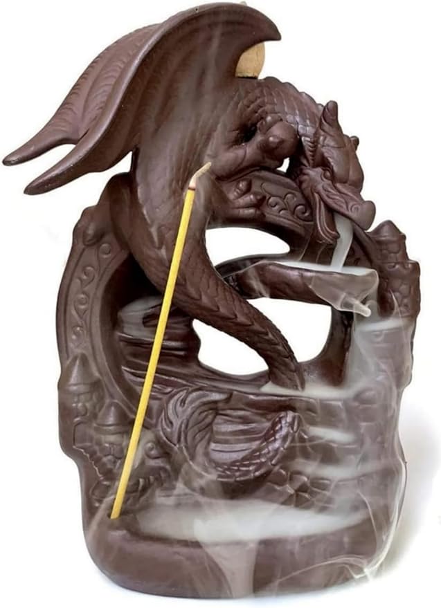 Pterosaur Dragon Backflow Incense Burner Set | Handcrafted Waterfall Smoke Effect with 10 Cones & Mat | Mythical Decor for Gamers, Dinosaur Collector Figurine & Home Altar Centerpiece