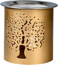 Iron Incense Warmer in Gold with Flower of Life Motif - Handmade, Tea Light Strainer, Aromatherapy Warmer, 8 cm Height - Ideal for Mediation and Spiritual Atmosphere