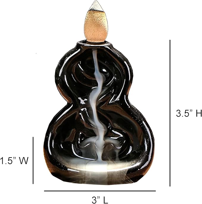 SOUL STICKS Backflow Incense Holder Burner Waterfall Fountain for Home, Office, Yoga, Room Decor & Aromatherapy with 1 Pack of 10 Backflow Fragrance Cones Included (Infinity Falls)
