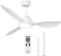 reiga 52 inch Ceiling Fans with Remote Control and Led Lights, Modern Quiet Reversible DC Motor Fan, 3 Blade High Flow for Living Room Bedroom, White