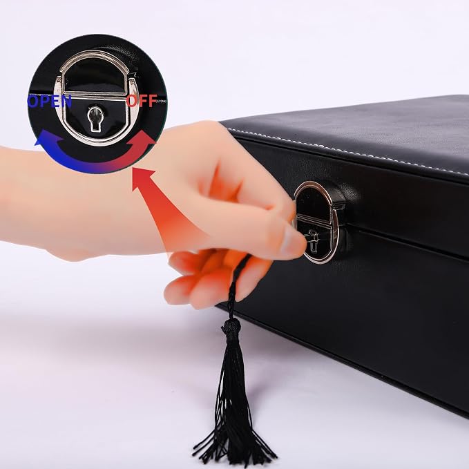 BOOVO Large Jewelry Boxes For Women (Black, 4 layer) | 4 Layers Jewelry Organizer Box With Cosmetic Storage Drawer, Necklace Ring Jewelry Organizer Box
