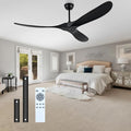 72 Inch Outdoor Ceiling Fan Without Light with Remote Control, Large Ceiling Fan Without Light, 3 Solid Wood Leaf Ceiling Fans, Suitable for Terrace, Living Room, Farmhouse(Black, 72 inch)