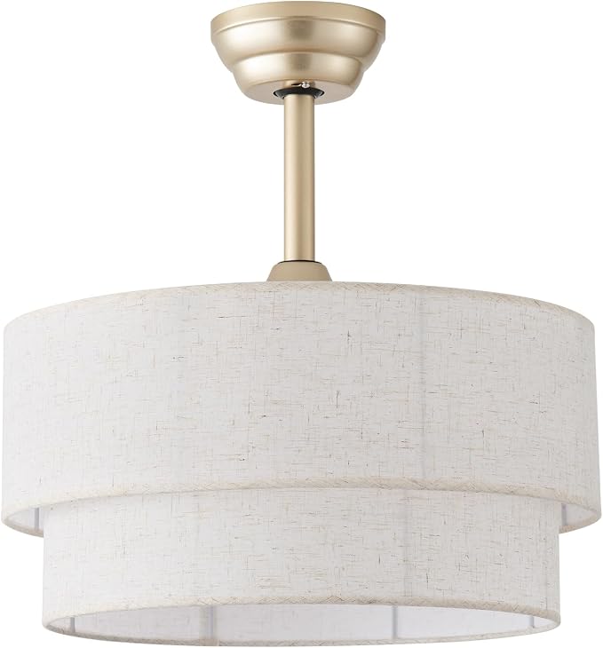 20" Boho Ceiling Fans with Lights, Coastal Fandelier Chandelier Ceiling Fan with Light Remote Control, Caged with 6 Speeds for Bedroom, Nursery (Beige)