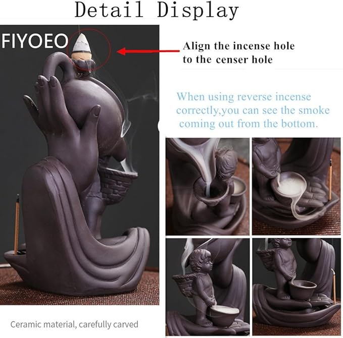Buddha Hand Series Backflow Incense Burner Indoor Smoke Waterfall Incense Holder Creative Ceramic Incense Burner (Boy)