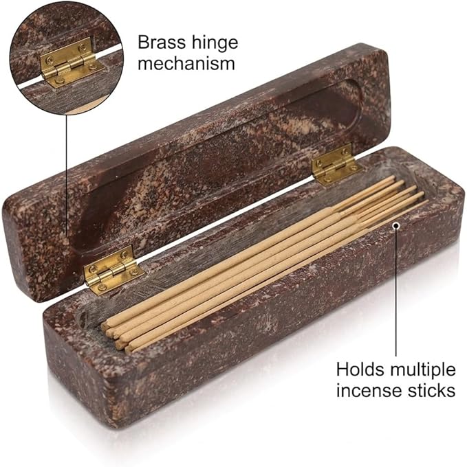 Wooden Incense Holder Burner, Coffin Incense Storage Box Holder for Sticks, Incense-Stick Holder & Ash Catcher with Storage for Meditation, Bedroom, Office (12 Inches)