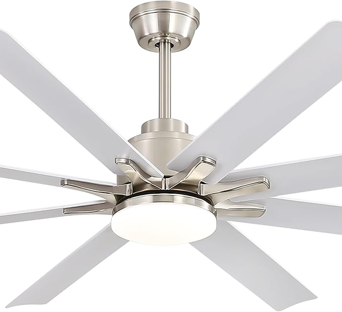 Sofucor 66 Inch Smart Ceiling Fans with Lights, Indoor/Outdoor Ceiling Fan with Remote, Work With Alexa/Google, Reversible DC Motor, Dimmable, 8 Blade Large White Ceiling Fan Light for Bedroom Patio